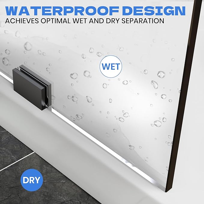 36" W x 78.75" H Shower Screen, Fixed Frameless Shower Glass Panel