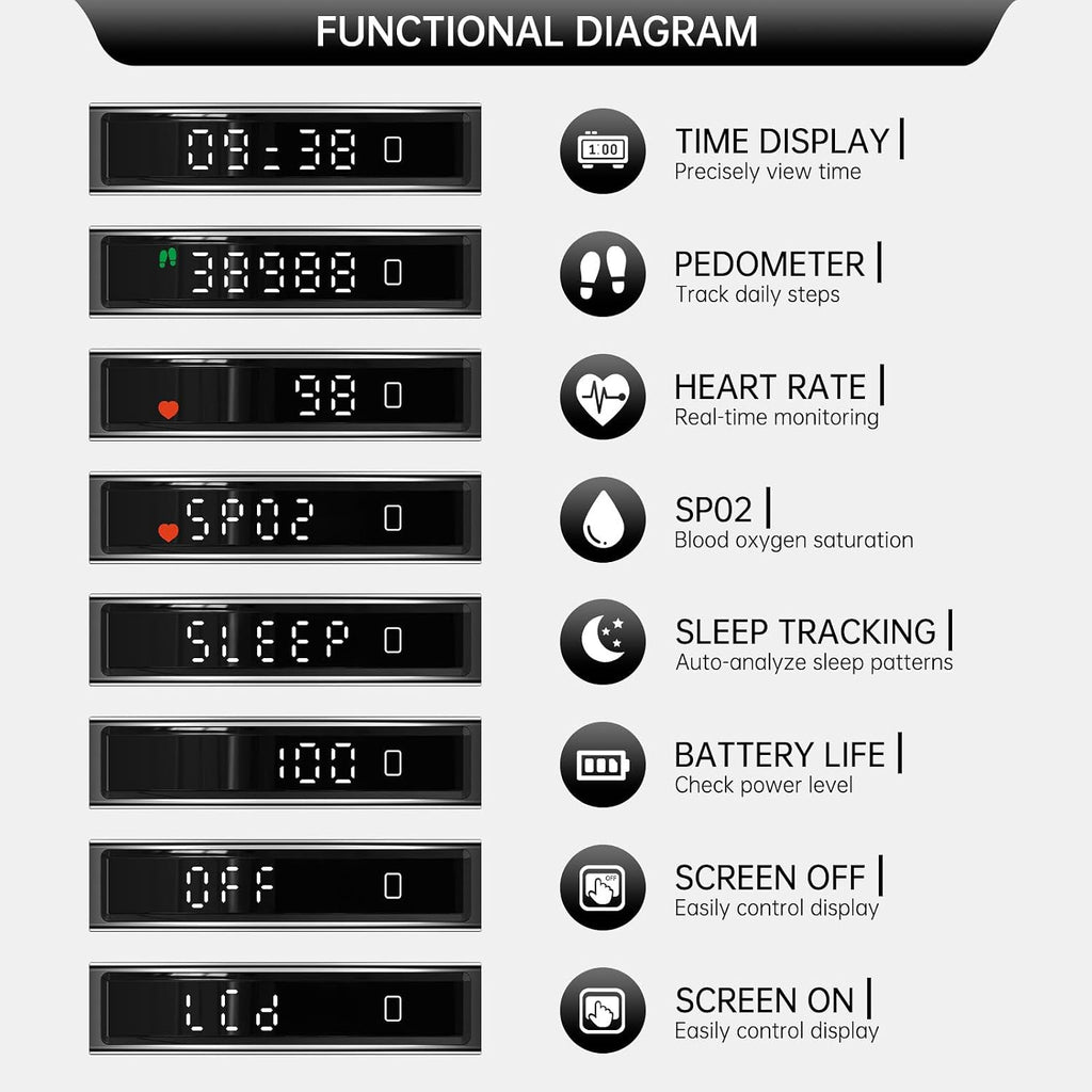 smart bracelet fitness health tracker for men women, front angle view