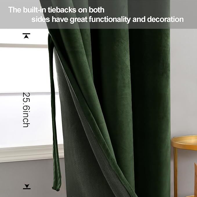 JIUZHEN Oliver Green Velvet Curtains 84 inches (Set of 2)