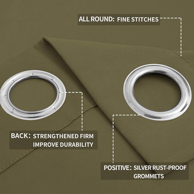 Easy-Going Blackout Curtains for Bedroom, Solid Thermal Insulated Grommet and