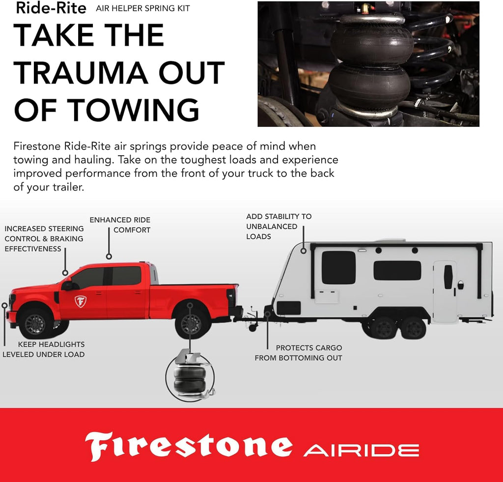 Firestone Airide 2407 Ride-Rite Rear Air Helper Springs Kit fits 2005-2023 Tacoma 2WD / 4WD & Tacoma Prerunner 2WD | Up to 5,000 lbs Load Leveling Capacity | 5-100 PSI | Easy Installation