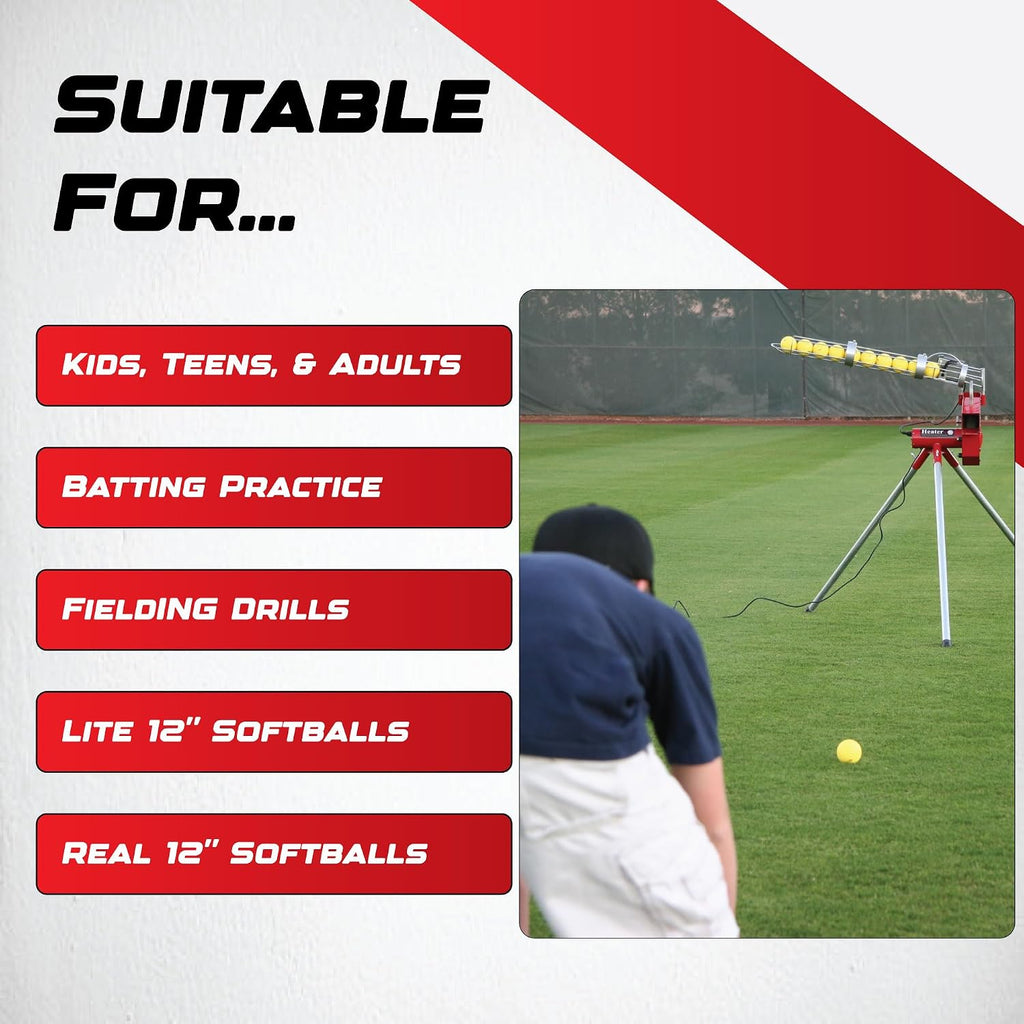 Heater Sports Softball Pitching Machine with 9 Ball Automatic Feeder