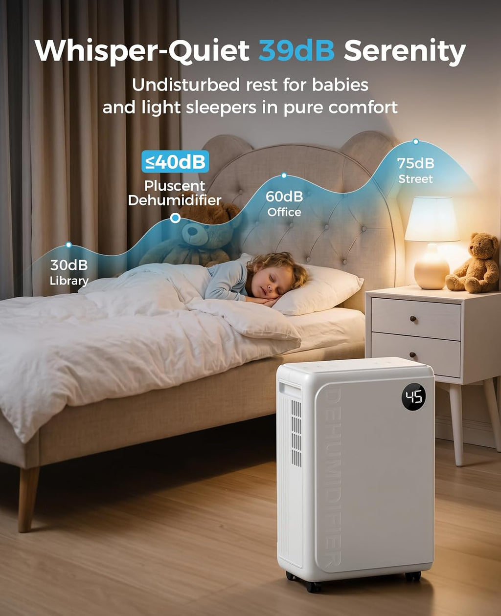 32 Pint Dehumidifier for Basement and Home, 2600 Sq Ft with Drain Hose