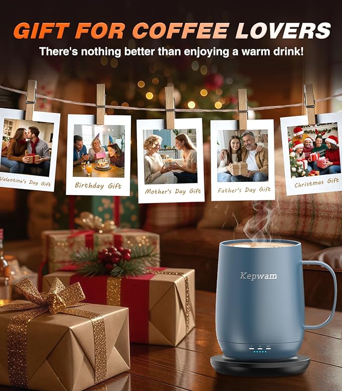 Kepwam Self Heating Coffee Mug T2, 16oz Smart Heated Coffee Mug, 150 Min