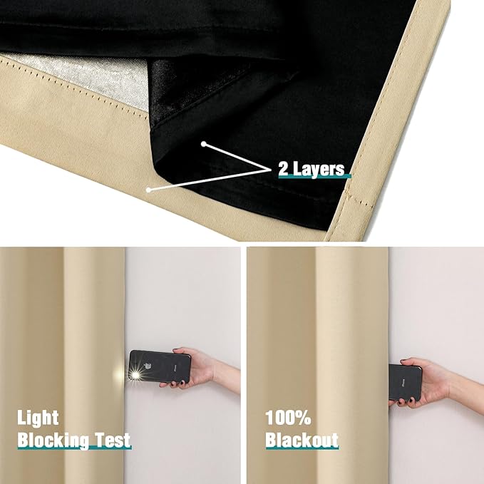 ChrisDowa 100% Blackout Curtains