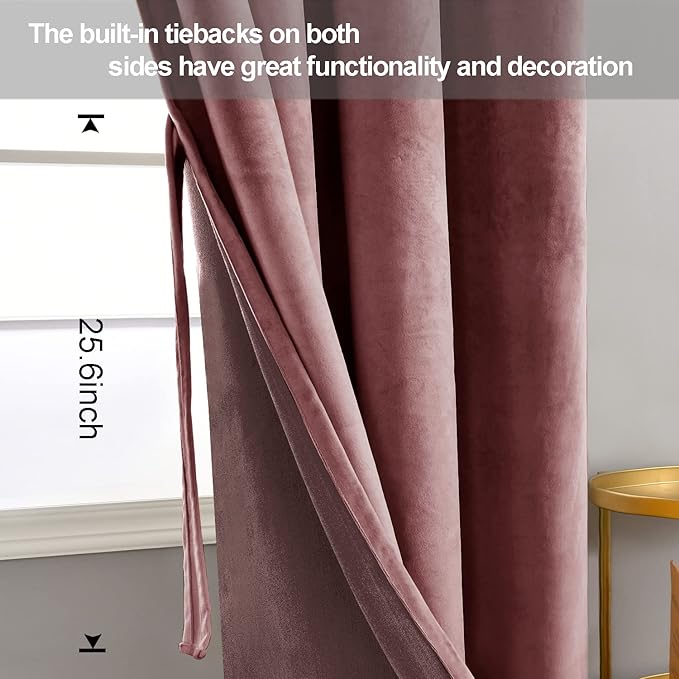 JIUZHEN Velvet Curtains 90 inches Long (Set of 2)