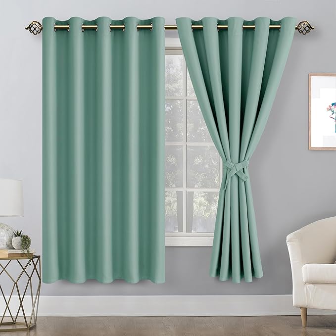 Hiasan Blackout Curtains for Bedroom, 60 x 63 Inches Length