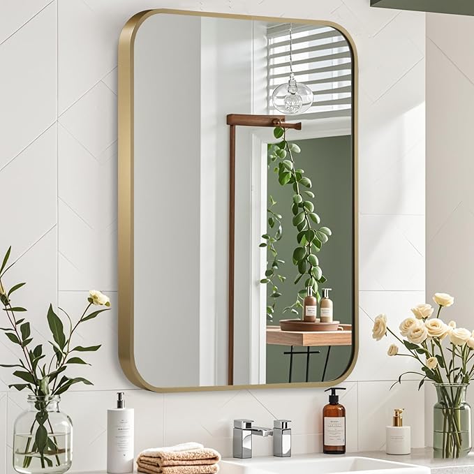Gold Mirror, 24x32 Inch Framed Rectangle Mirror