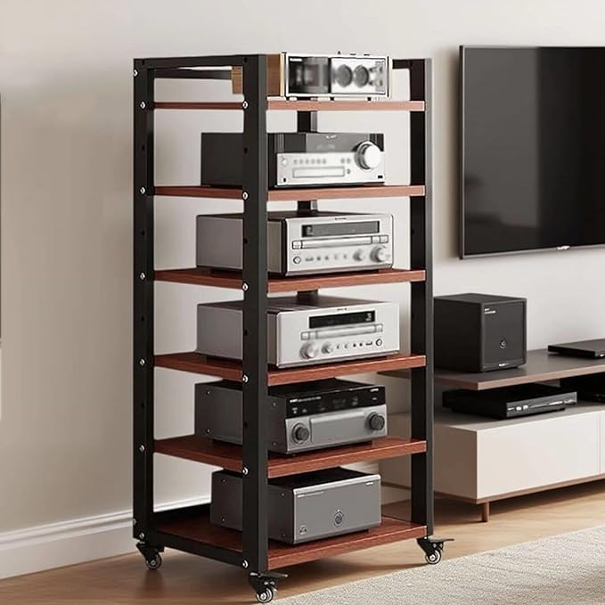Dernoing 6 Tier Audio Rack Tower, CD Record Player Stereo Receiver AV Equipment