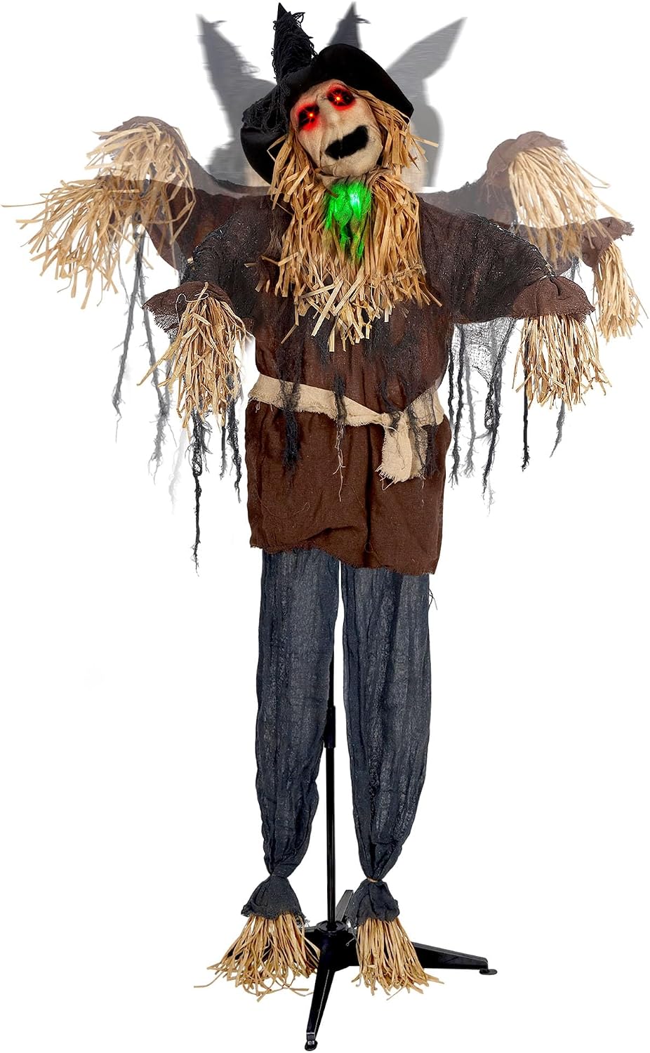 ATDAWN 6FT Halloween Standing Scarecrow, Life-Size Animated Ghost Decor with ...