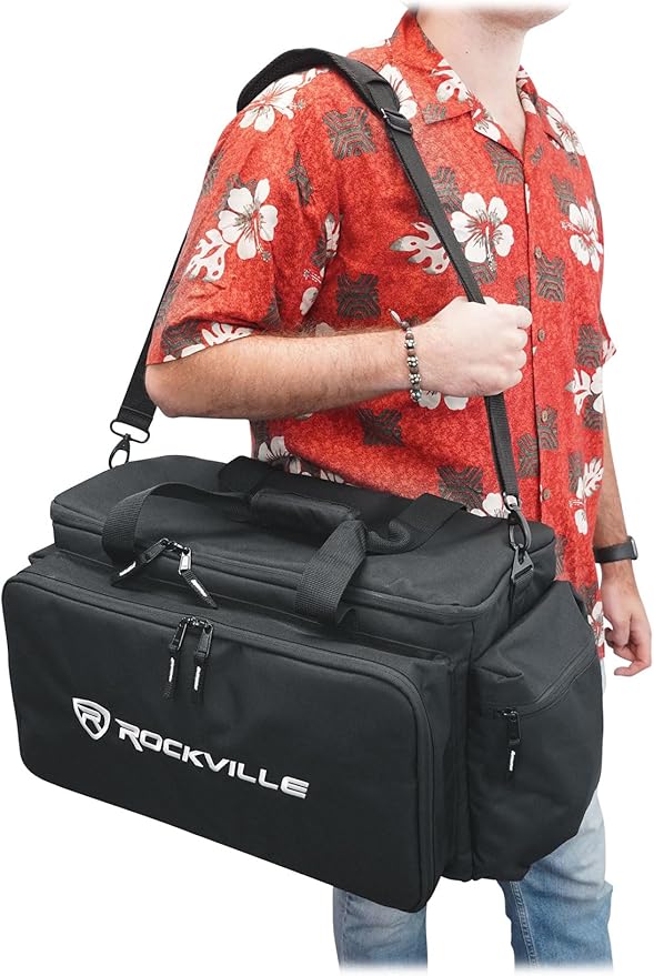 Rockville UT-BAG10 DJ Utility/Cable Bag, 10 Compartments, Padded Straps