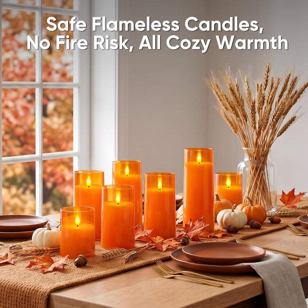 Raycare Orange Halloween Battery Operated Flameless LED Candles with Remote