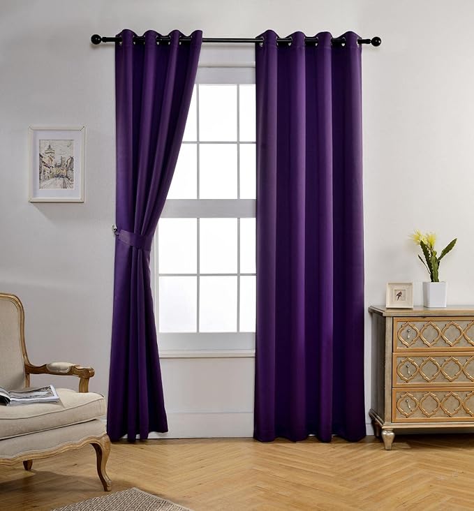 MIUCO 2 Panels Room Darkening Thermal Insulated Grommet Window Blackout Curtains