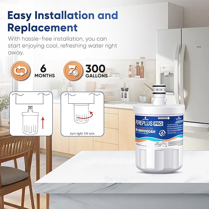 PUREPLUS PRO NSF/ANSI 53&42 Certified Refrigerator Water Filter Replacement (2 Pack)
