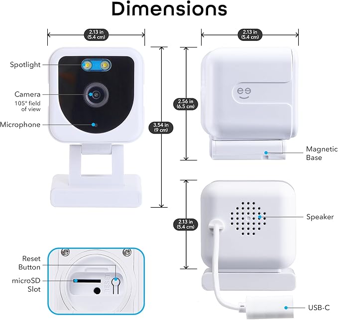 Geeni Mini 1080P Indoor/Outdoor Security Camera 2-Pack, Smart WiFi Cameras