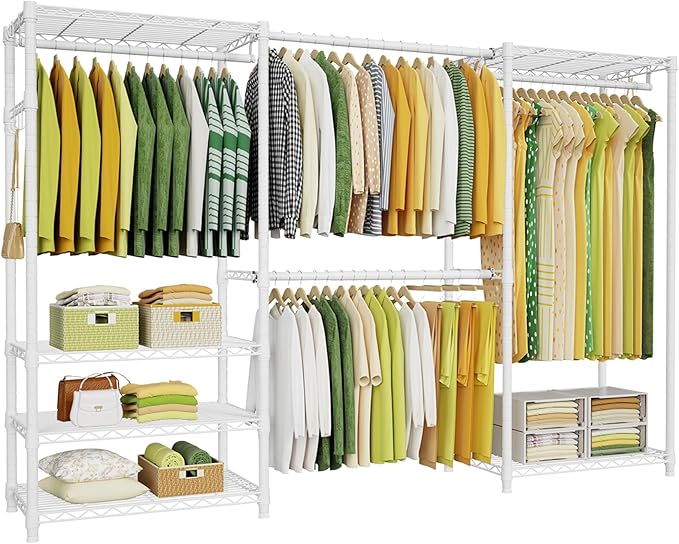 Ulif E1 Heavy Duty Closet Garment Rack, 6 Tiers Adjustable Metal Freestanding
