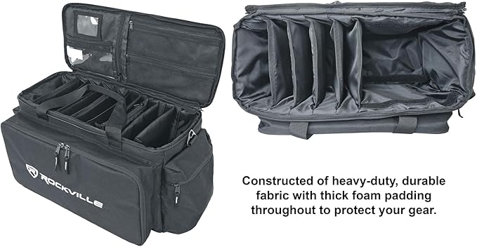 Rockville UT-BAG10 DJ Utility/Cable Bag, 10 Compartments, Padded Straps