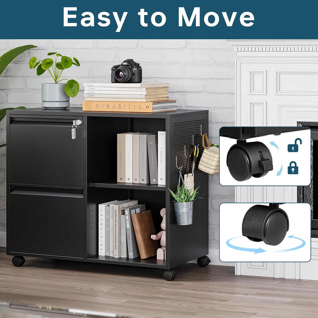 miiiko 2 drawer file cabinet with lock, metal, package contents