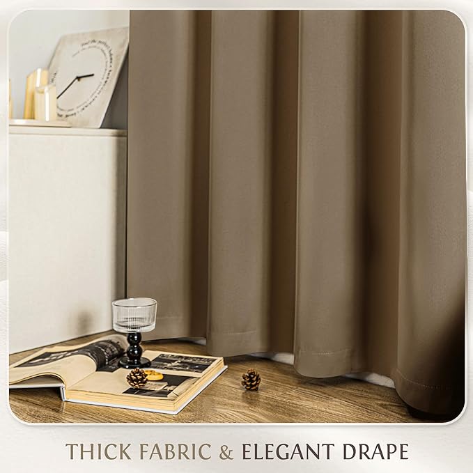 Beauoop 100% Blackout Curtains 96 Inch Long 2 Panels