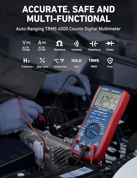 AstroAI Digital Multimeter and Analyzer TRMS 6000 Counts Volt Meter Ohmmeter