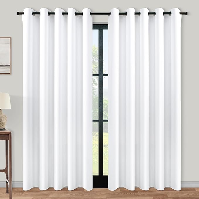 KOUFALL 96 Inch Curtains 2 Panel Set, Semi Blackout Extra Wide Living Room