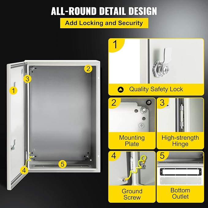 VEVOR NEMA Steel Enclosure, IP66 Waterproof & Dustproof, Outdoor/Indoor