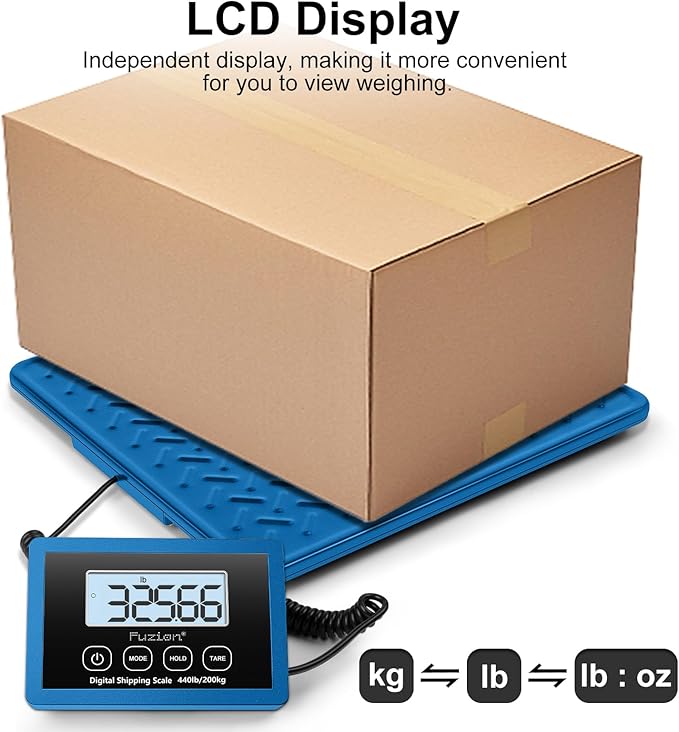 Fuzion Shipping Scale, 440LBs x 10g Postal Scale, Durable Alloy Steel Platform