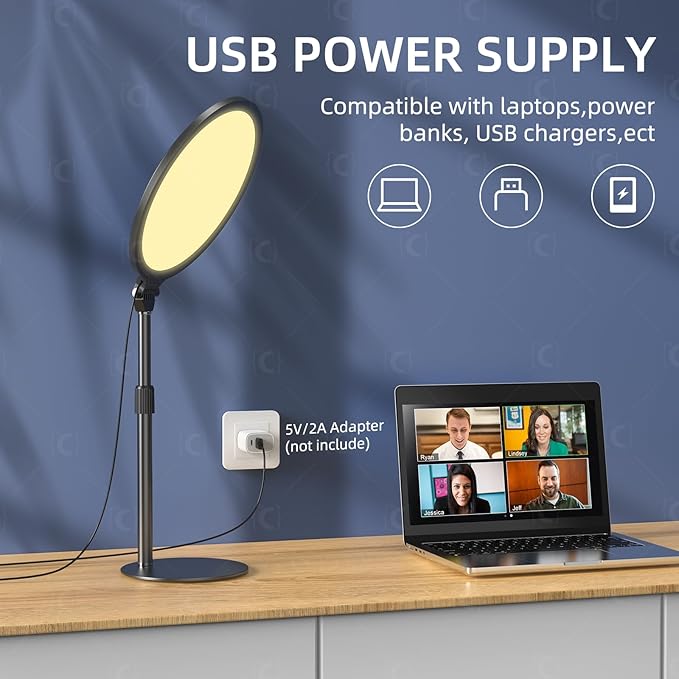 Anautin 10.5in LED Desk Ring Light, Video Conference Lighting
