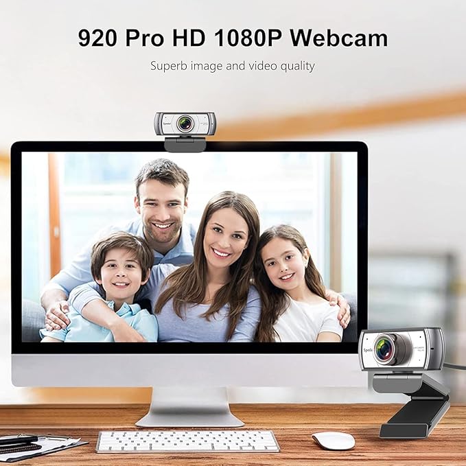 Wide Angle Webcam, 120 Degree Large View Spedal 920 Pro Video Conference Camera