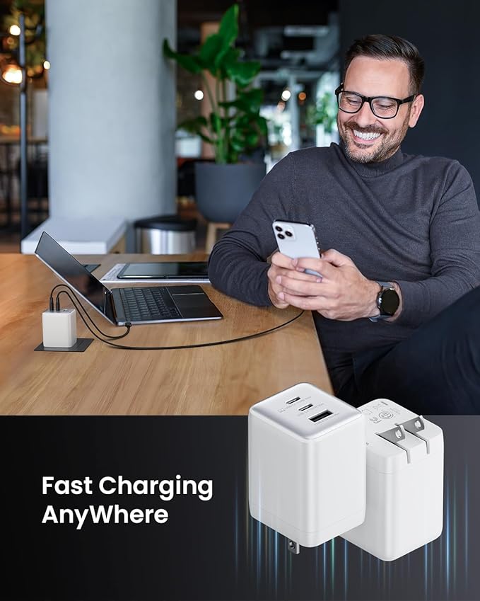 Wegear 100W USB C Charger Block, 3-Port Compact Foldable Power Adapter USB Wall