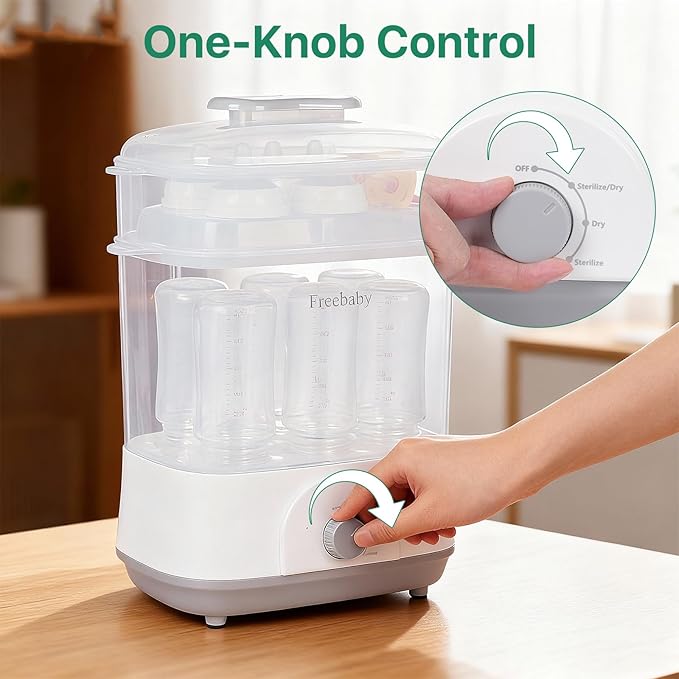 Freebaby Baby Bottle Sterilizer and Dryer, 4 in 1 Electric Steam Sanitizer and