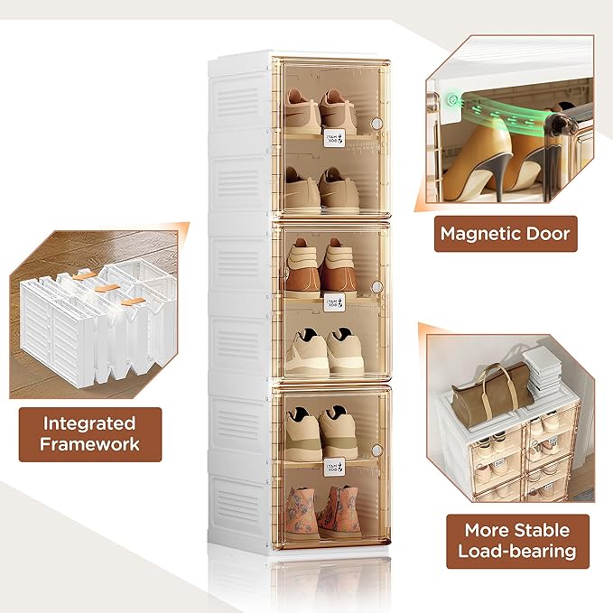 ANTBOX Shoe Organizer Storage Box, Portable Folding Shoe Rack