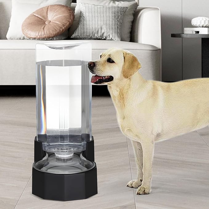 Sfozstra Large Dog Water Dispenser: 9L Gravity Black Gravity Water Feeder