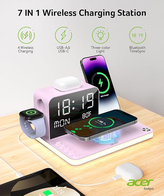 Acer 7-in-1 Wireless Charging Station - 30W Fast Wireless Charger