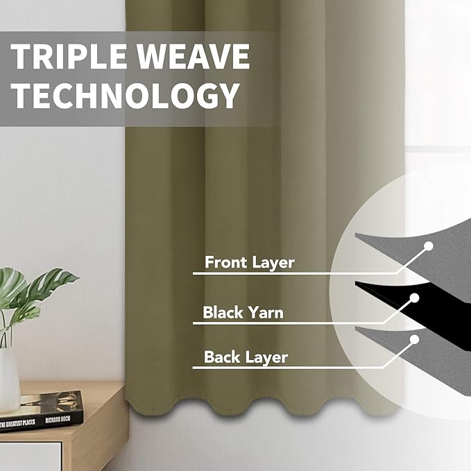 Easy-Going Blackout Curtains for Bedroom, Solid Thermal Insulated Grommet and