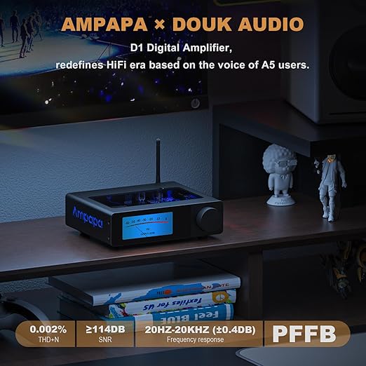 Ampapa 2 Channel Bluetooth Amp: HiFi 300W x2 Stereo Amplifier