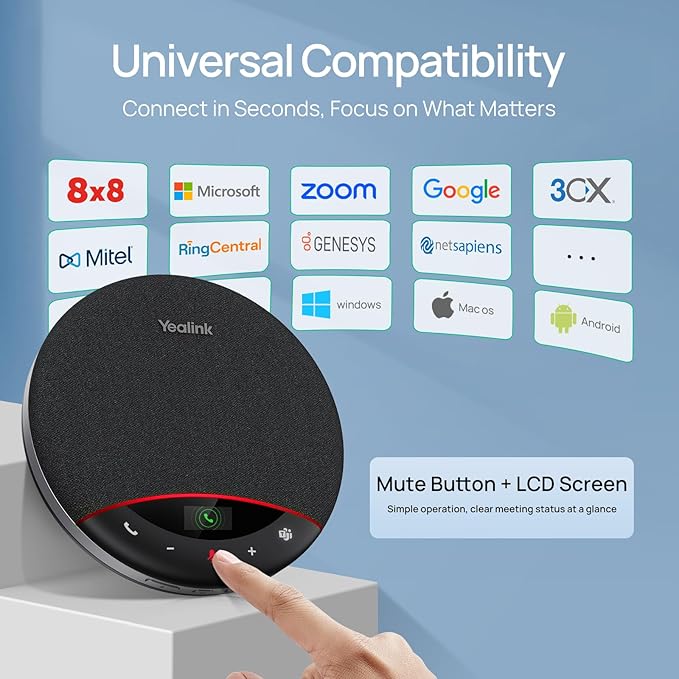Yealink Bluetooth Speakerphone SP96 Support Daisy-Chain 26H Talk Time Teams