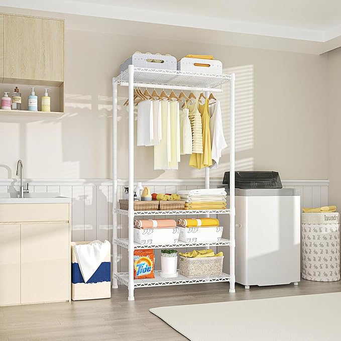 Ulif H2 Heavy-Duty Portable Closets, 4-Tier Freestanding Garment Rack Suit