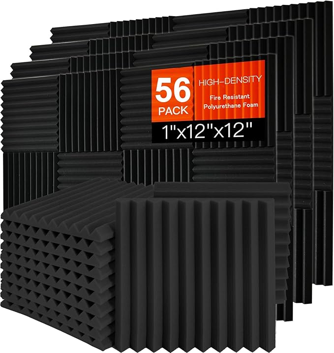Saiqiang 56 Pack Acoustic Foam Panels, Noise Cancelling Dampening Sound