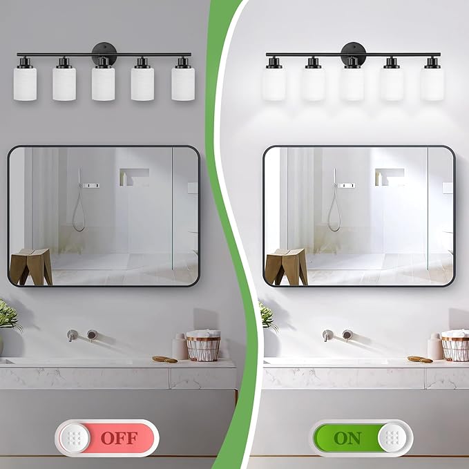 Guliaofo 5-Light Bathroom Light Fixtures, E26 Base Vanity Lights