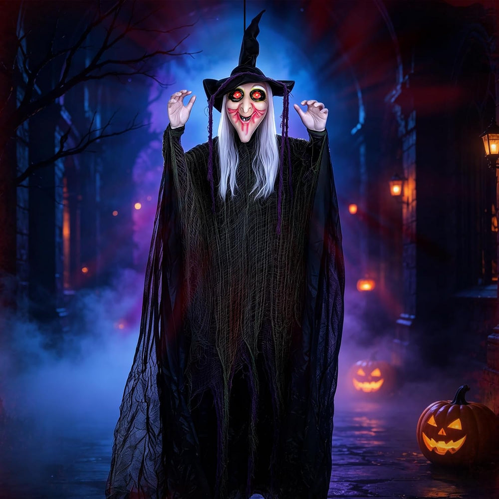 6ft 70'' Large Hanging Witch Scary Halloween Decorations Outdoor Indoor