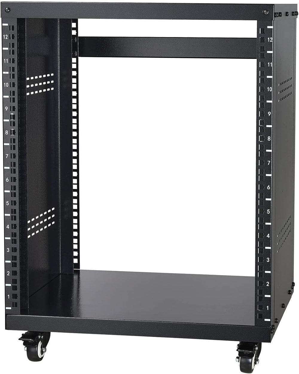 VEVOR 12U AV Rack Stand with Caster Wheels, Component Rack Cabinet Recording ...