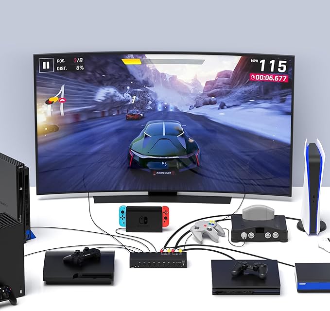 RuiPuo 8-Input to 1-HDMI-Output Converter Switchbetween Quick Different Sources