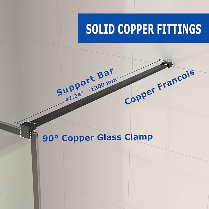 Mainzel 24" W x 76" H Fixed Shower Glass Panel, Frameless 3/8" ANSl Tempered