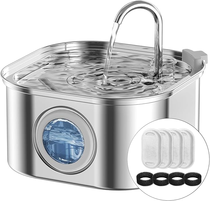Cat Water Fountain Stainless Steel: 108oz/3.2L Automatic Pet Water Fountain