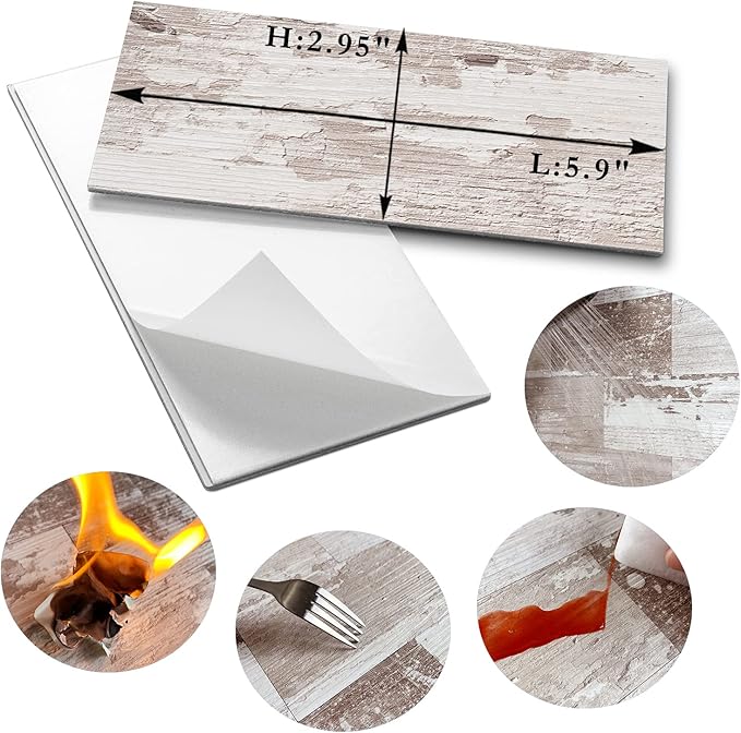 AULIGET 100 Piece Peel and Stick Backsplash PVC Tile, 3 Inch x 6 Inch Brown