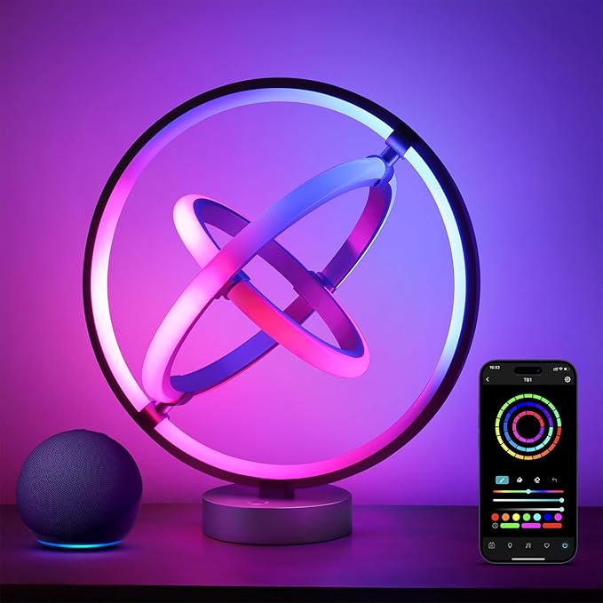 Lepro TB1 AI Smart Table Lamp, RGB+IC Addressable Color Changing Desk Light