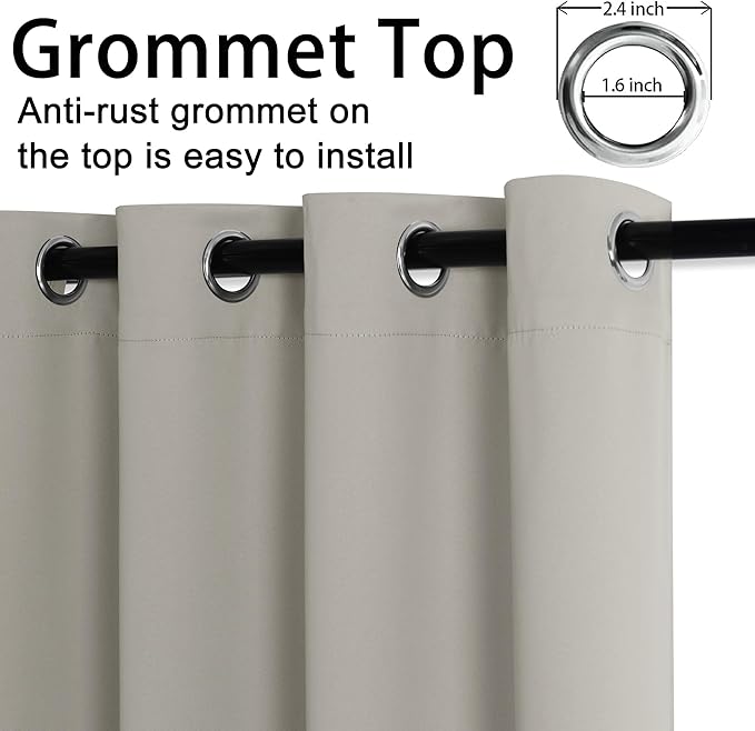 JIUZHEN Silver Grey Blackout Curtains (Set of 2)