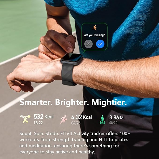 FITVII Health & Fitness Tracker, Smart Watch