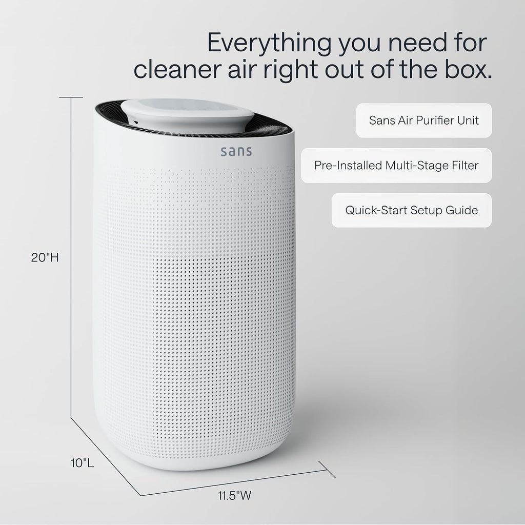 Sans HEPA Air Purifier for Whole Home & Large Rooms, 1,854 Sq Ft - White